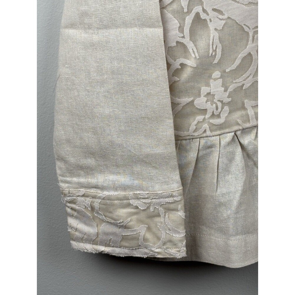 Simply Noelle Jacket Women S/M 8-10 Beige Linen Lace Ruffle Hem Rivet Button - Picture 13 of 13